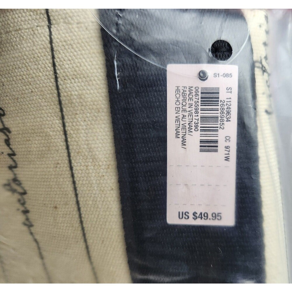 NWT VICTORIA'S SECRET Cursive Script Black‎ Beige Canvas Tote Weekender Bag - Picture 4 of 4